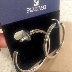 NWT Swarovski Silver Hoops
